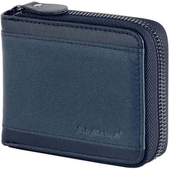 New Men's Genuine Leather Short Zip-around Bifold Wallet - Picture 1 of 7